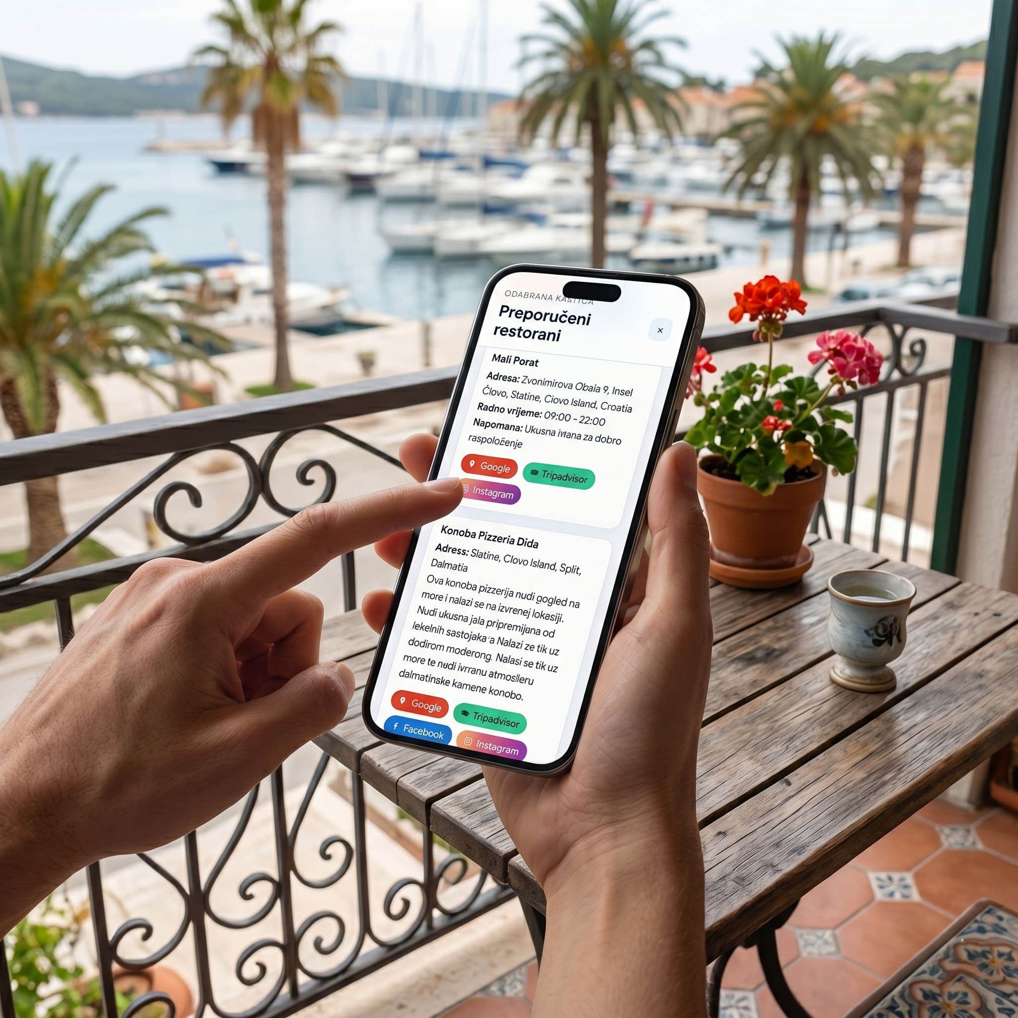 Primjer guest-info stranice otvorene na mobitelu